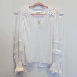 NWT RAMY BROOK Finn Blouse Top Ladder Lace Trim White Small